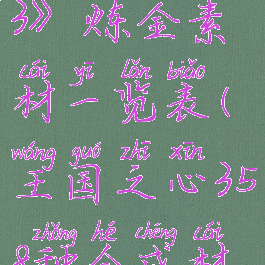 《王国之心3》炼金素材一览表(王国之心358种合成材料)