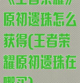 《王者荣耀》原初遗珠怎么获得(王者荣耀原初遗珠在哪买)