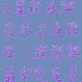 《猛将争霸》属性提升有什么技巧吗(猛将争霸平民适合什么武将)