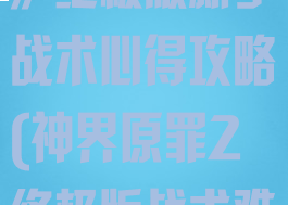 《神界:原罪2》终极版新手战术心得攻略(神界原罪2终极版战术难度)