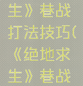 《绝地求生》巷战打法技巧(《绝地求生》巷战打法技巧)