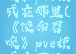 《使命召唤》pve模式在哪里(《使命召唤》pve模式在哪里打开)