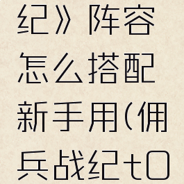 《佣兵战纪》阵容怎么搭配新手用(佣兵战纪t0阵容)