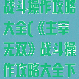 《主宰无双》战斗操作攻略大全(《主宰无双》战斗操作攻略大全下载)