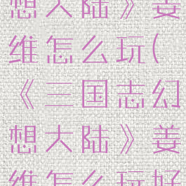 《三国志幻想大陆》姜维怎么玩(《三国志幻想大陆》姜维怎么玩好)