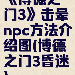 《博德之门3》击晕npc方法介绍图(博德之门3昏迷)