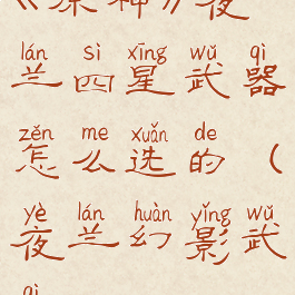 《原神》夜兰四星武器怎么选的(夜兰幻影武器)