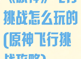 《原神》飞行挑战怎么玩的(原神飞行挑战攻略)