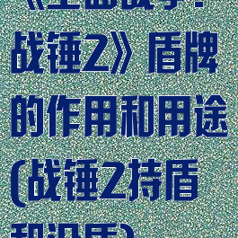 《全面战争:战锤2》盾牌的作用和用途(战锤2持盾和没盾)