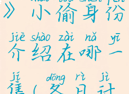 《冬日计划》小偷身份介绍在哪一集(冬日计划原名)