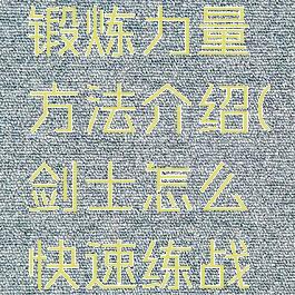《剑士》锻炼力量方法介绍(剑士怎么快速练战斗力)