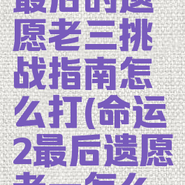 《命运2》最后的遗愿老三挑战指南怎么打(命运2最后遗愿老一怎么卡)
