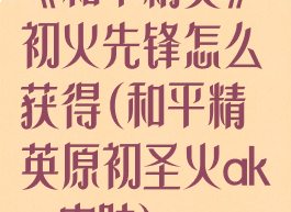 《和平精英》初火先锋怎么获得(和平精英原初圣火akm皮肤)