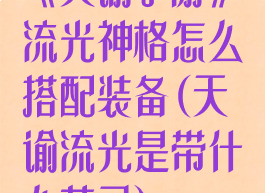 《天谕手游》流光神格怎么搭配装备(天谕流光是带什么英灵)