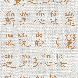 《影之刃3》新手心法怎么玩的(影之刃3心法排行贴吧)