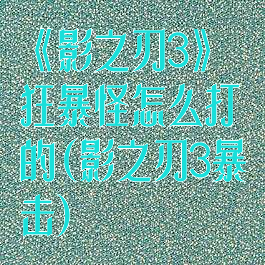 《影之刃3》狂暴怪怎么打的(影之刃3暴击)