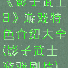 《影子武士3》游戏特色介绍大全(影子武士游戏剧情)