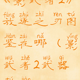 《影武者2》放逐之刃图鉴在哪(影武者2武器图鉴)