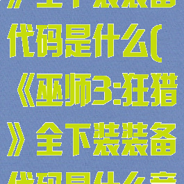 《巫师3:狂猎》全下装装备代码是什么(《巫师3:狂猎》全下装装备代码是什么意思)