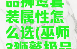 《巫师3:狂猎》极品狮鹫套装属性怎么选(巫师3狮鹫极品套装图纸位置)