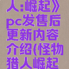 《怪物猎人:崛起》pc发售后更新内容介绍(怪物猎人崛起更新公告)