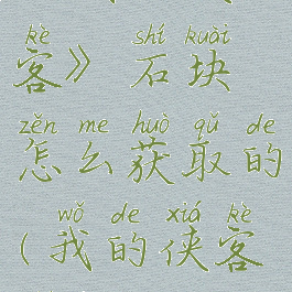 《我的侠客》石块怎么获取的(我的侠客石碑)