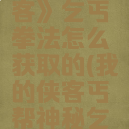 《我的侠客》乞丐拳法怎么获取的(我的侠客丐帮神秘乞丐)