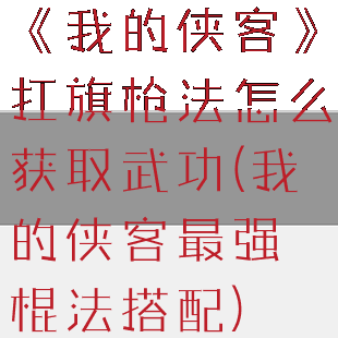 《我的侠客》扛旗枪法怎么获取武功(我的侠客最强棍法搭配)