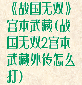 《战国无双》宫本武藏(战国无双2宫本武藏外传怎么打)