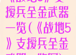 《战地5》支援兵全金武器一览(《战地5》支援兵全金武器一览图)