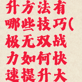 《极无双2》战力提升方法有哪些技巧(极无双战力如何快速提升大神最全攻略)