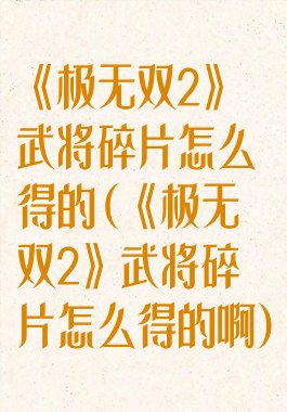 《极无双2》武将碎片怎么得的(《极无双2》武将碎片怎么得的啊)