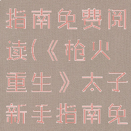 《枪火重生》太子新手指南免费阅读(《枪火重生》太子新手指南免费阅读下载)