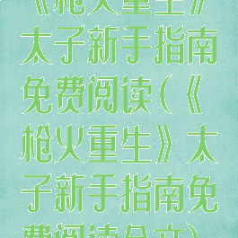 《枪火重生》太子新手指南免费阅读(《枪火重生》太子新手指南免费阅读全文)