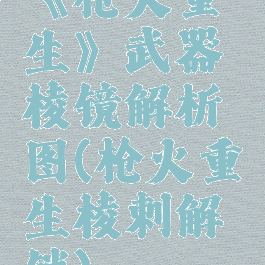 《枪火重生》武器棱镜解析图(枪火重生棱刺解锁)