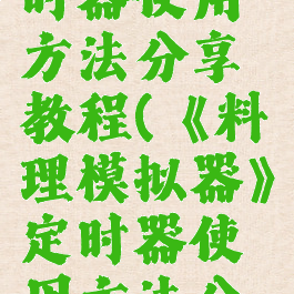 《料理模拟器》定时器使用方法分享教程(《料理模拟器》定时器使用方法分享教程图片)