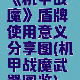 《机甲战魔》盾牌使用意义分享图(机甲战魔武器图鉴)