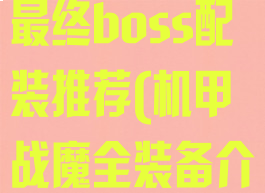 《机甲战魔》最终boss配装推荐(机甲战魔全装备介绍)