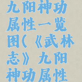 《武林志》九阳神功属性一览图(《武林志》九阳神功属性一览图片)