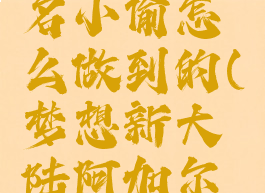 《梦想新大陆》无名小偷怎么做到的(梦想新大陆阿加尔塔无名小偷)