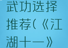《江湖十一》新手武功选择推荐(《江湖十一》新手武功选择推荐)