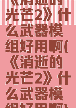 《消逝的光芒2》什么武器模组好用啊(《消逝的光芒2》什么武器模组好用啊)