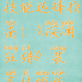 《深渊狂猎》装备技能选择指南(《深渊狂猎》装备技能选择指南在哪)