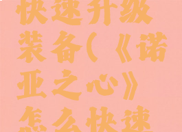 《诺亚之心》怎么快速升级装备(《诺亚之心》怎么快速升级装备等级)