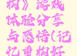 《记忆重构》游戏体验分享与感悟(记忆重构好玩吗)