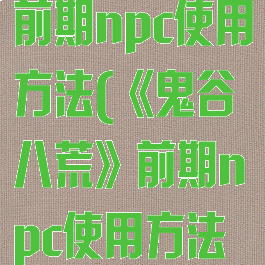 《鬼谷八荒》前期npc使用方法(《鬼谷八荒》前期npc使用方法攻略)