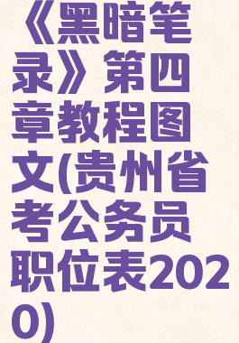 《黑暗笔录》第四章教程图文(贵州省考公务员职位表2020)