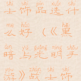 《黑暗与光明手游》战士饰品选什么好(《黑暗与光明手游》战士饰品选什么好看)