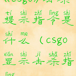 《csgo》击杀提示指令是什么(csgo显示击杀指令)