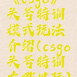 《csgo》头号特训模式玩法介绍(csgo头号特训在哪里玩)